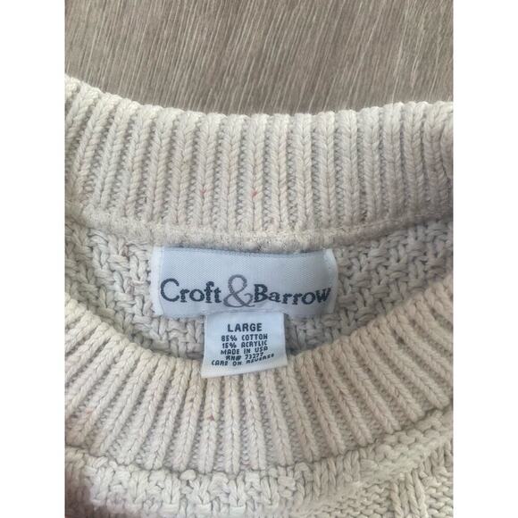 Vintage Croft and Barrow Fisherman Core Cream Chunky Knit Sweater Size Large - Picture 2 of 4